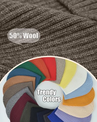 ROYBENS Wool Beanie for Men Women, Seamless Knit Warm Winter Hat Skull Caps - color: 1pcs-light Khaki