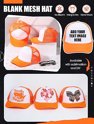 Tarpop 10 Pcs Sublimation Blank Trucker Hats Bulk - color: Orange and White