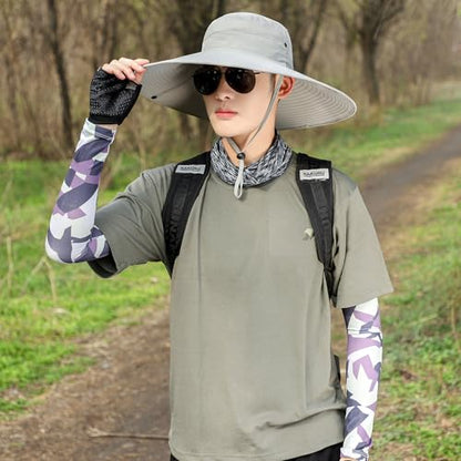 Wide Brim Sun Hat for Men Women UV Protection Bucket Fishing Hats - color: Light Gray