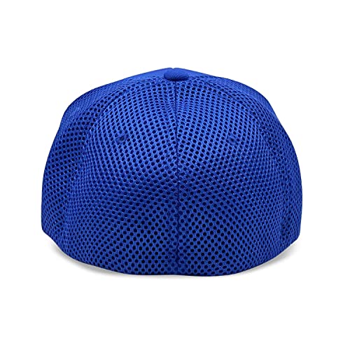 [2 Pack] Hybrid Stretch-Fitted Trucker Cap, Baseball Cap with Air Mesh - color: 2pk Blue (Air Mesh), size: Small-Medium