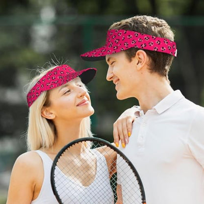 Adjustable Lightweight Open Top Sports Sun Visor Hat Cap for Golf Tennis - color: Pink Cheetah