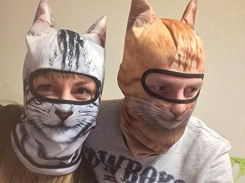 WTACTFUL 3D Animal Ears Balaclava, Breathable Face Mask for Halloween - color: Cat Meb-19