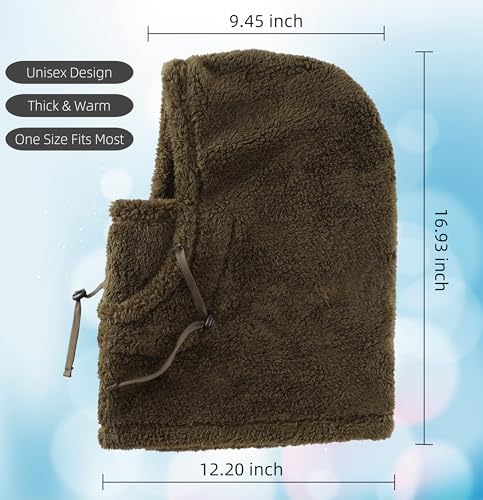 Connectyle Balaclava Hood Winter Hat for Men & Women Windproof One-Piece Fleece Hooded Scarf Ski Mask Cold Weather Hat - color: Army Green