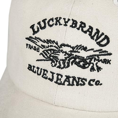 Lucky Brand Classic Cotton Adjustable | Dad Hat | Baseball Cap | Golf | Fishing | Low Profile | 5 Panel Design - color: Blue Jeans Co - Cream
