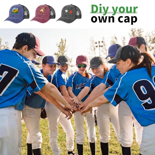 Suhine 24 Pcs Blank Trucker Hat Bulk,Unisex Baseball Cap - color: Black Blue Red