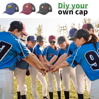 Suhine 24 Pcs Blank Trucker Hat Bulk,Unisex Baseball Cap - color: Black Blue Red