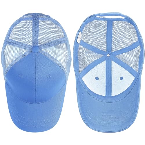Falari Trucker Hat Baseball Cap Structured Plain Design 6 Panel, Adjustable Size - color: 1pk Sky Blue