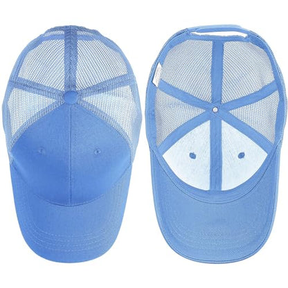 Falari Trucker Hat Baseball Cap Structured Plain Design 6 Panel, Adjustable Size - color: 1pk Sky Blue