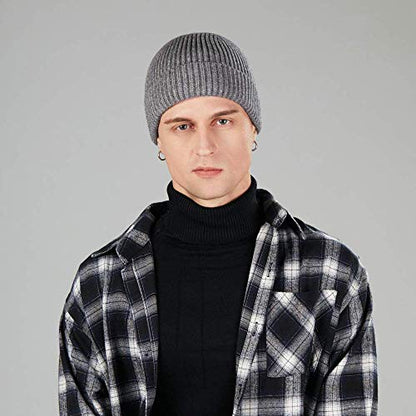 Beanie Knit Hats for Men & Women, Knit Cuff Short Fisherman Beanies Cap Daily Beanie for Winter - Warm & Soft