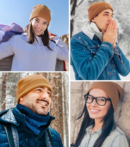 ROYBENS 100% Cotton Beanie Hat for Women Men Warm Winter Hats Knit Beanies - color: Brown