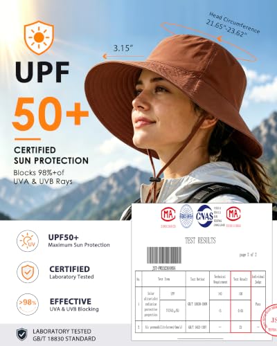 Water-Resistant UPF 50+ Sun Bucket Hat Packable Brimmed for Women Men - color: Caramel