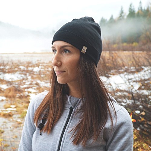 100% Merino Wool Cuff Beanie - Warm Winter Hat - Novelty Beanie - Toque - color: Black