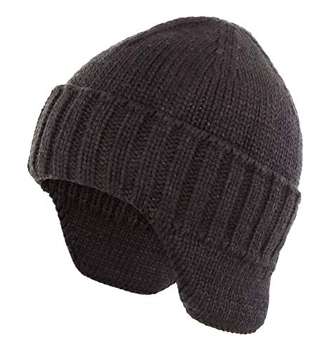 Home Prefer Mens Winter Hat Knit Earflap Hat Stocking Caps with Ears Beanie Hat - color: Gray