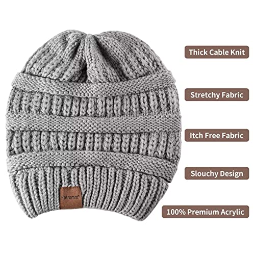 Slouchy Women's Winter 3 Pieces Beanie Hat Women Men Oversized Warm Knitted Women's Hat Winter Thick for Cold Weather - color: Black+oatmeal+dark Gray