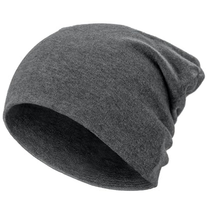100% Cotton Thin Beanie Hat Women Men Soft Slouchy Chemo Skull Cap - color: 1pc Gray
