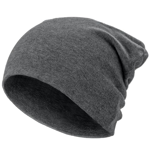 100% Cotton Thin Beanie Hat Women Men Soft Slouchy Chemo Skull Cap - color: 1pc Gray