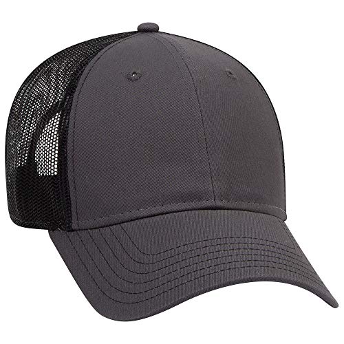 OTTO 6 Panel Low Profile Contrast Vertical Mesh Back Cap - color: Ch.gry/Blk/Blk