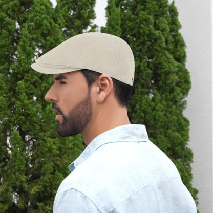 Flat Cap for Men Newsboy Caps Linen Mens Hats Golf Hat Irish Ivy Gatsby Cabbie Driving - color: Light Khaki, size: Large