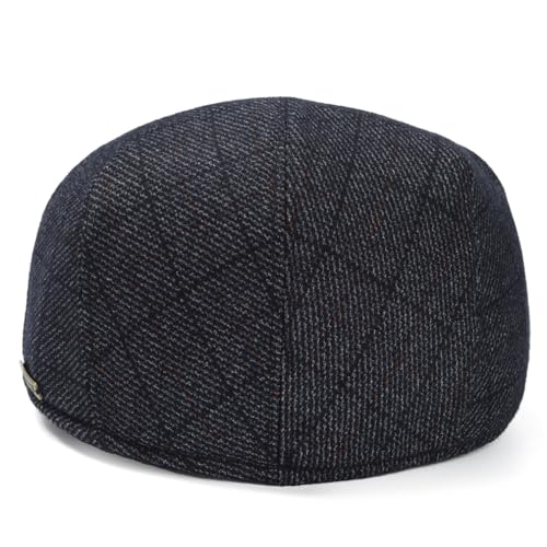 Men's Newsboy Hat with Earflaps Flat Ivy Caps Irish Cabbie Cap - color: Black Square