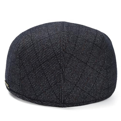 Men's Newsboy Hat with Earflaps Flat Ivy Caps Irish Cabbie Cap - color: Black Square