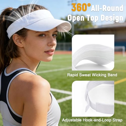 American Trends Sun Visor Hat for Women, Lightweight Quick-Dry Golf Visor - color: S White