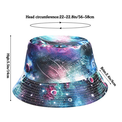 Unisex Bucket Hat Beach Sun Hat Aesthetic Fishing Hat for Men Women Teens, Reversible Double-Side-Wear - color: Galaxy