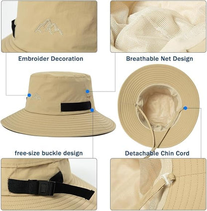 TOP-EX Men's Waterproof Bucket Sun Hat, UPF 50+ Wide Brim, S/M-XXL - color: 94573_khaki, size: XX-Large