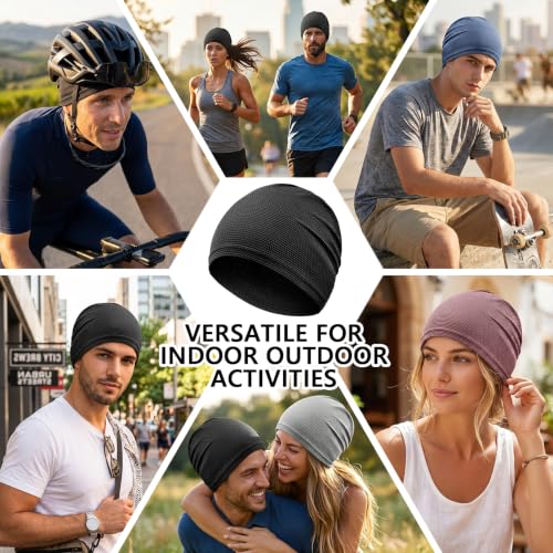 2 Pack Cooling Skull Cap for Men Women, 3D Mesh Sweat Wicking Beanie - color: Black+green