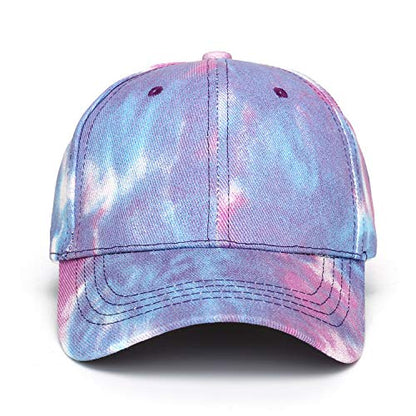 BEARUN Cotton Tie Dye Low Profile Cap Hiphop Baseball Cap Fashion Dad Hat - color: Blue Purple