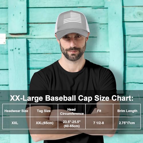 Oversize XXL American Flag Trucker Hat - color: Gray/White, size: XX-Large