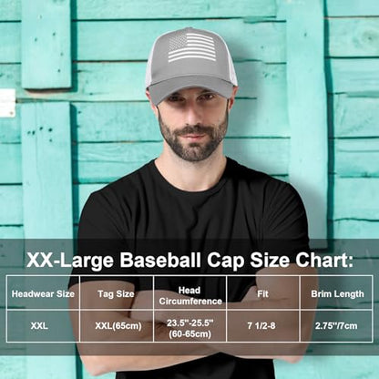 Oversize XXL American Flag Trucker Hat - color: Gray/White, size: XX-Large