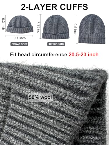vidsel Thin Wool Fisherman Beanie Hat for Men Women Fall Winter Fashion Cap - color: 1-grey