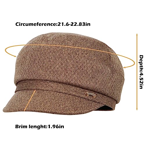 Women Retro Classic Visor Newsboy Cabbie Cap Beret Hats with Flower Buckle for Woman Ladies - color: 4coffee