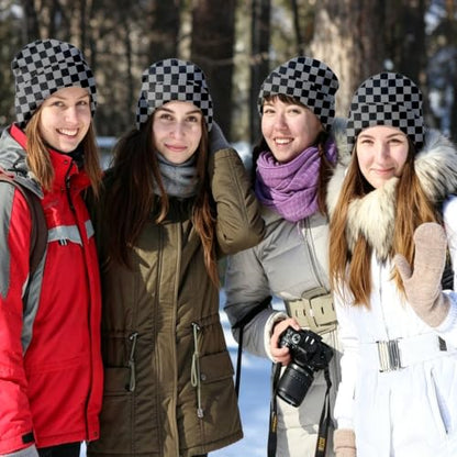 Beanie Knit Hat Winter Unisex Cuffed Beanies Skull Cap Warm Double Layer Thick Acrylic Cute for Girls Women Men - color: Black