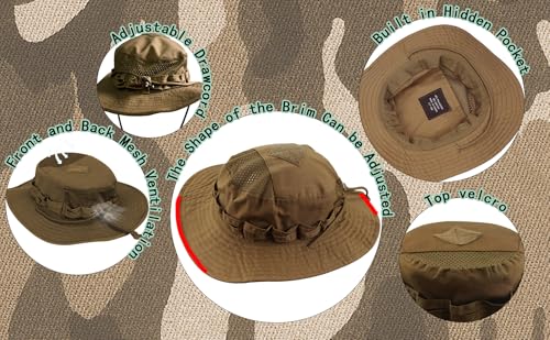 Sun Hat Breathable Boonie Hats for Men Women Fishing Safari Bucket Hat Cap Hunting Outdoor Hiking Camping - color: Suit-black