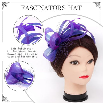 Fascinators Hats for Women, Fascinator Headband Tea Party Hat - color: Purple