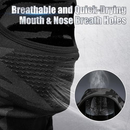 Camo Shiesty Balaclava Extra Long Neck, Motorcycle Ski Under Helmet mask - color: 1black/Orange