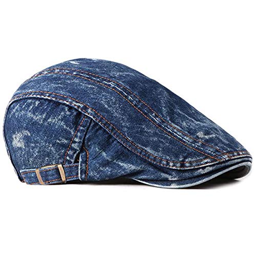 2 Pack Mens Denim Cotton Newsboy Cap Ivy Gatsby Driving Hunting Cabbie Hats - color: 2 Pack-i