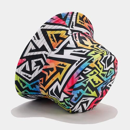 Bucket Hat for Women Men, Cotton Reversible Double Side Wear Sun Hats Beach Fisherman Hat - color: Graffiti Letters