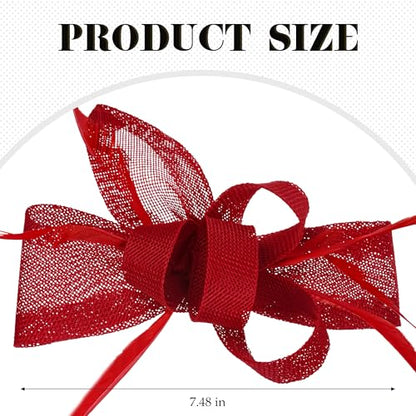 Zinniday Victoria Tea Party Hat - 2025 Bow Derby Attire Hats with Hairpin,1920s 50s Feather Fascinators for Women - color: Red