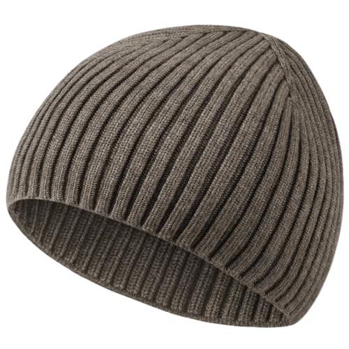 Wool Knit Beanie Hats for Men Women,Cuffless Winter Skull Caps - color: 1-light Coffee