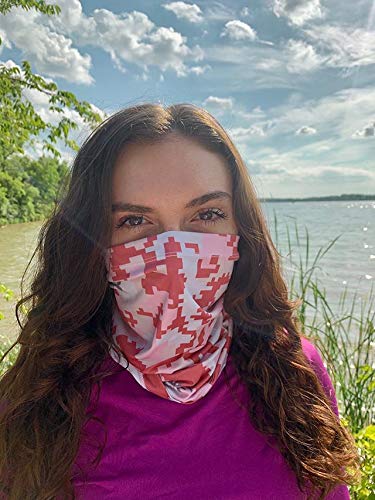 BASSDASH UPF 50+ UV Sun Protection Neck Gaiter Fishing Mask Hunting Kayaking Hiking Cycling Ski Sports - color: Pink Camo