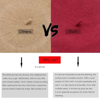 Wheebo Wool Beret Hat,Solid Color French Style Winter Warm Cap for Women Girls Lady - color: Camel