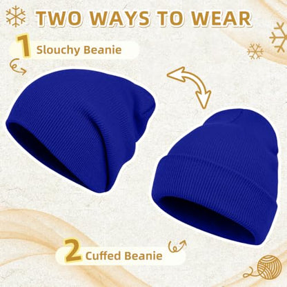 ZOORON Beanie for Men Women Slouchy Winter Beanie Hats Cuffed Skull Caps - color: 1pack-brightblue