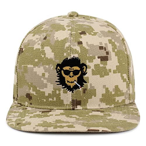 Smoking Monkey Hip-Hop Snapback Hat Embroidered Baseball Cap Wild Animal Funny - color: 13. Desert Camo
