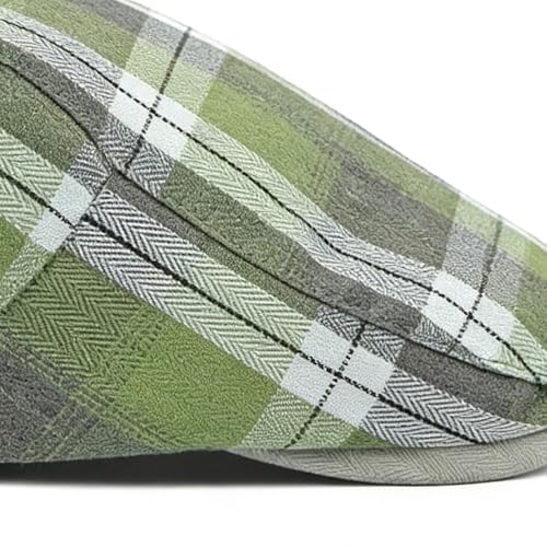Mens Plaid Newsboy Flat Cap Ivy Gatsby Driving Hunting Cabbie Hat - color: Green-plaid a
