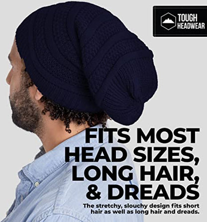 Tough Headwear Slouchy Oversized Beanie Hat - Warm Winter Hats for Women - Stretch Fit Mens Beanie - color: Navy Blue