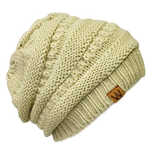 allydrew Winter Thick Knit Beanie Slouchy Beanie for Men & Women - color: Beige