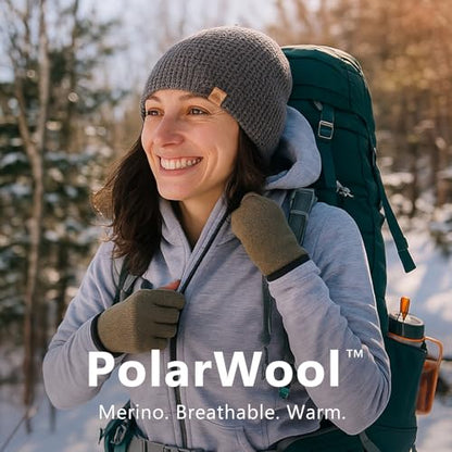 PolarWool™ L/XL/XXL Merino Wool Waffle Fisherman Beanie Watch Cap Dual-Layer 2 Styles Warm Winter Knit Hat for Men Women - color: Gray(urban), size: Medium-Large