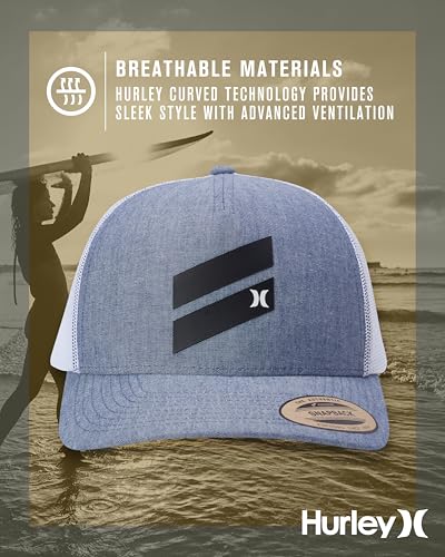 Hurley Mens Lightweight Poly Mesh Back Curved Bill Cap Trucker Hat - color: Blue
